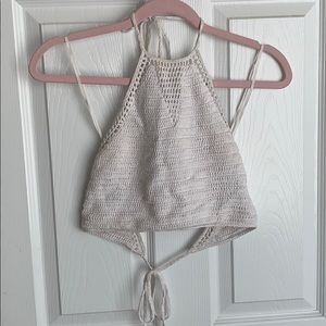 White Knit Bikini Top